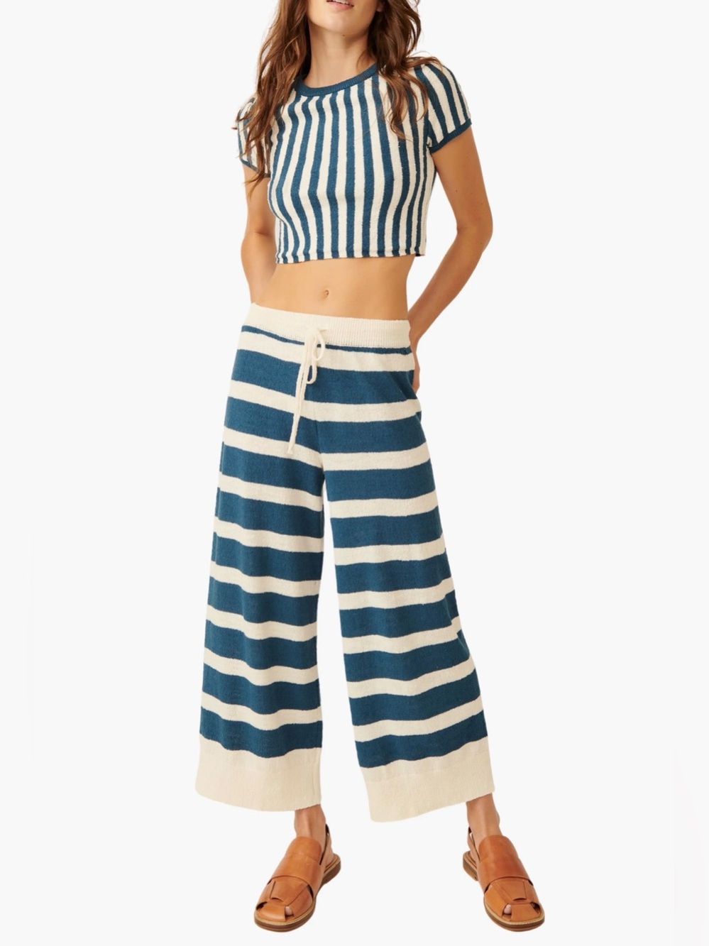 Free People Roberts Stripe Crop Top & Pants Set